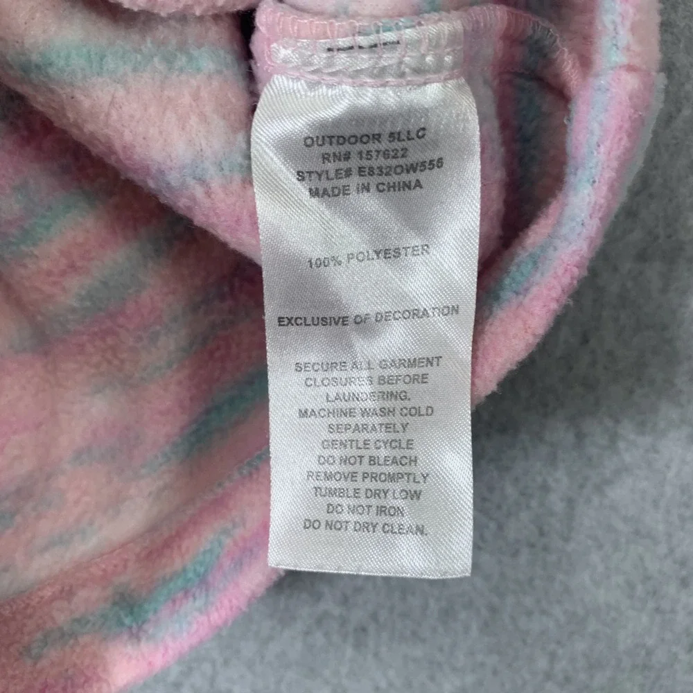 Eddie Bauer Fleece Jacket Kids XS 5/6 Pink Space Dye Full Zip Mock Neck